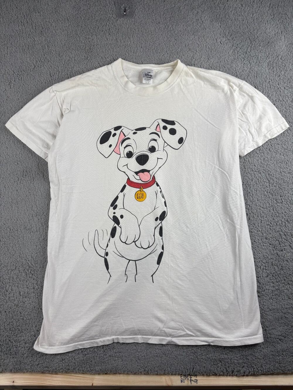 Vintage Disney 101 Dalmatians T-Shirt Men's White Puppy Graphic Tee Short Sleeve